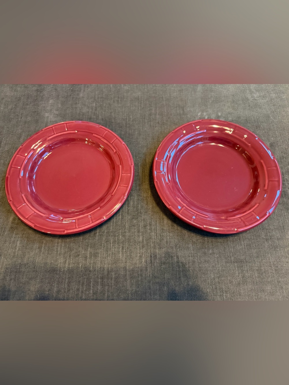 2 Paprika Red Longaberger Small Round Plates EUC